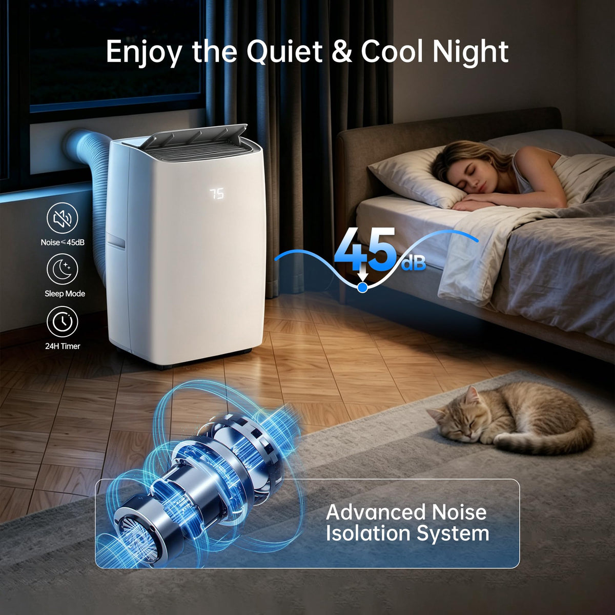 14000 BTU 5-in-1 Portable Air Conditioner with Remote Control and Window Kit J19872