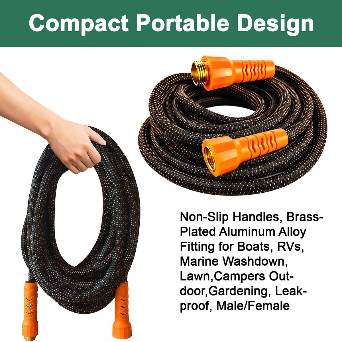 100FT Flexible Garden Hose with 10 Modes Nozzle Q74230