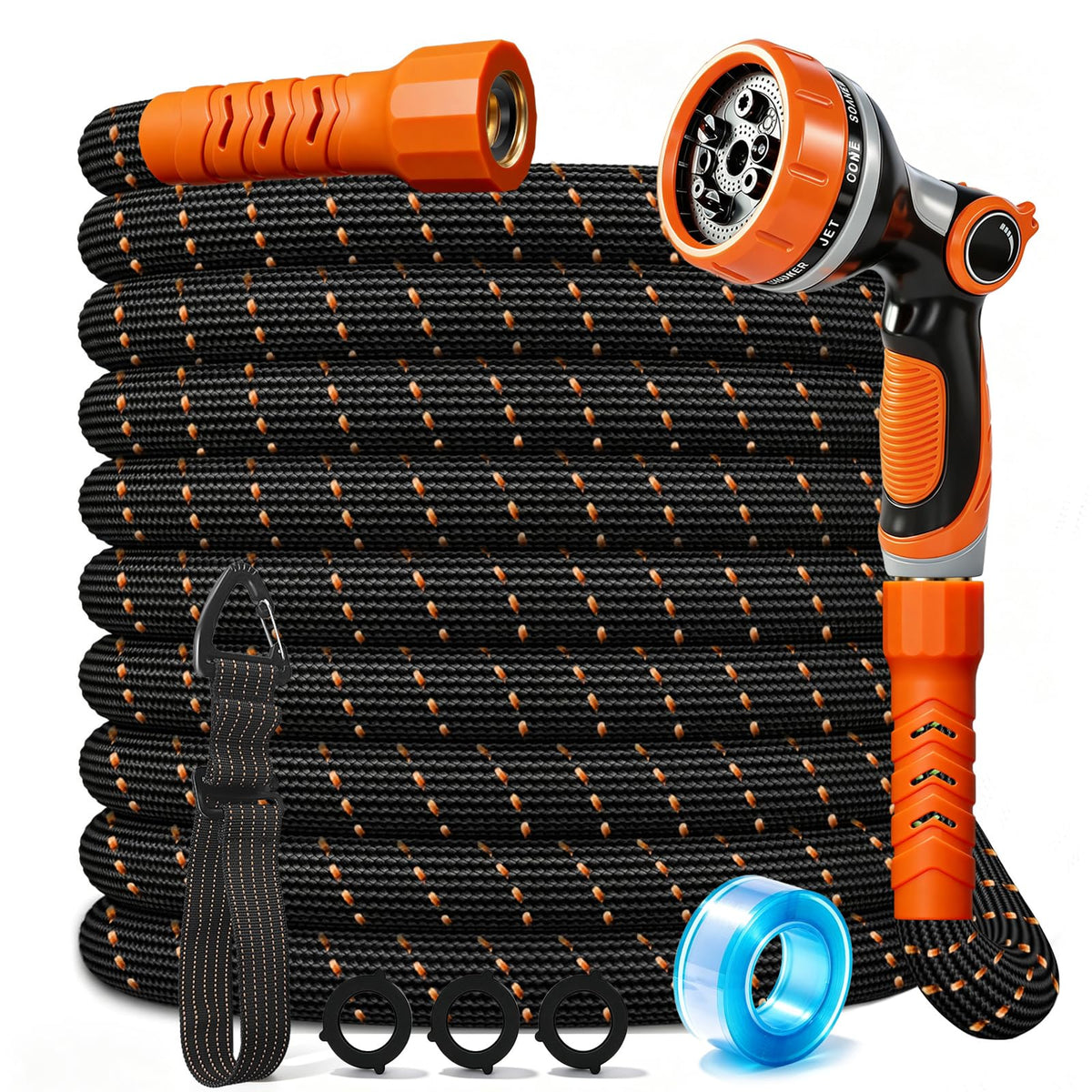 100FT Flexible Garden Hose with 10 Modes Nozzle Q74230