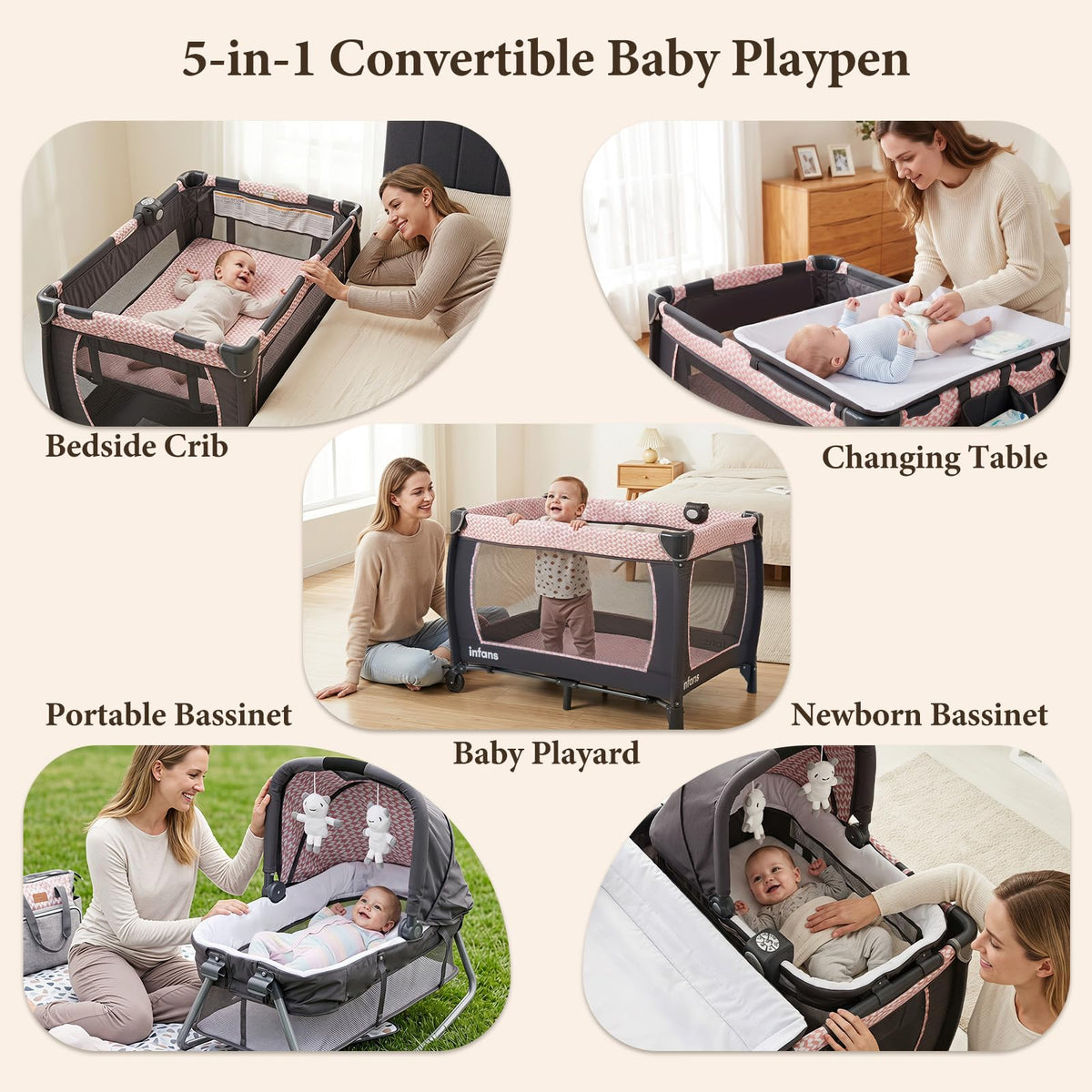 5 in 1 Pack and Play with Bassinet R940891