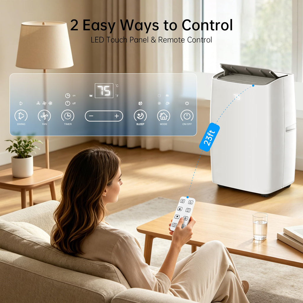14000 BTU 5-in-1 Portable Air Conditioner with Remote Control and Window Kit J19872