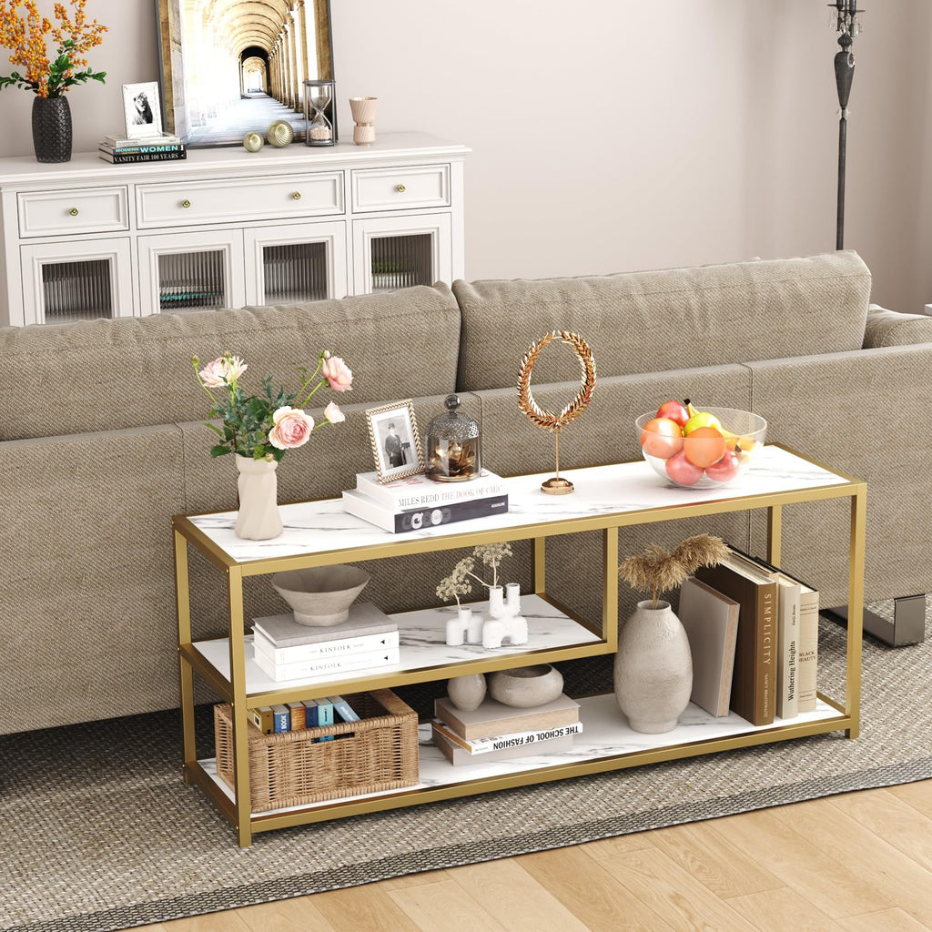 TV Stand for TVs up to 55 Inch, 3 Tier Media Console with Open Storage Shelves D4403