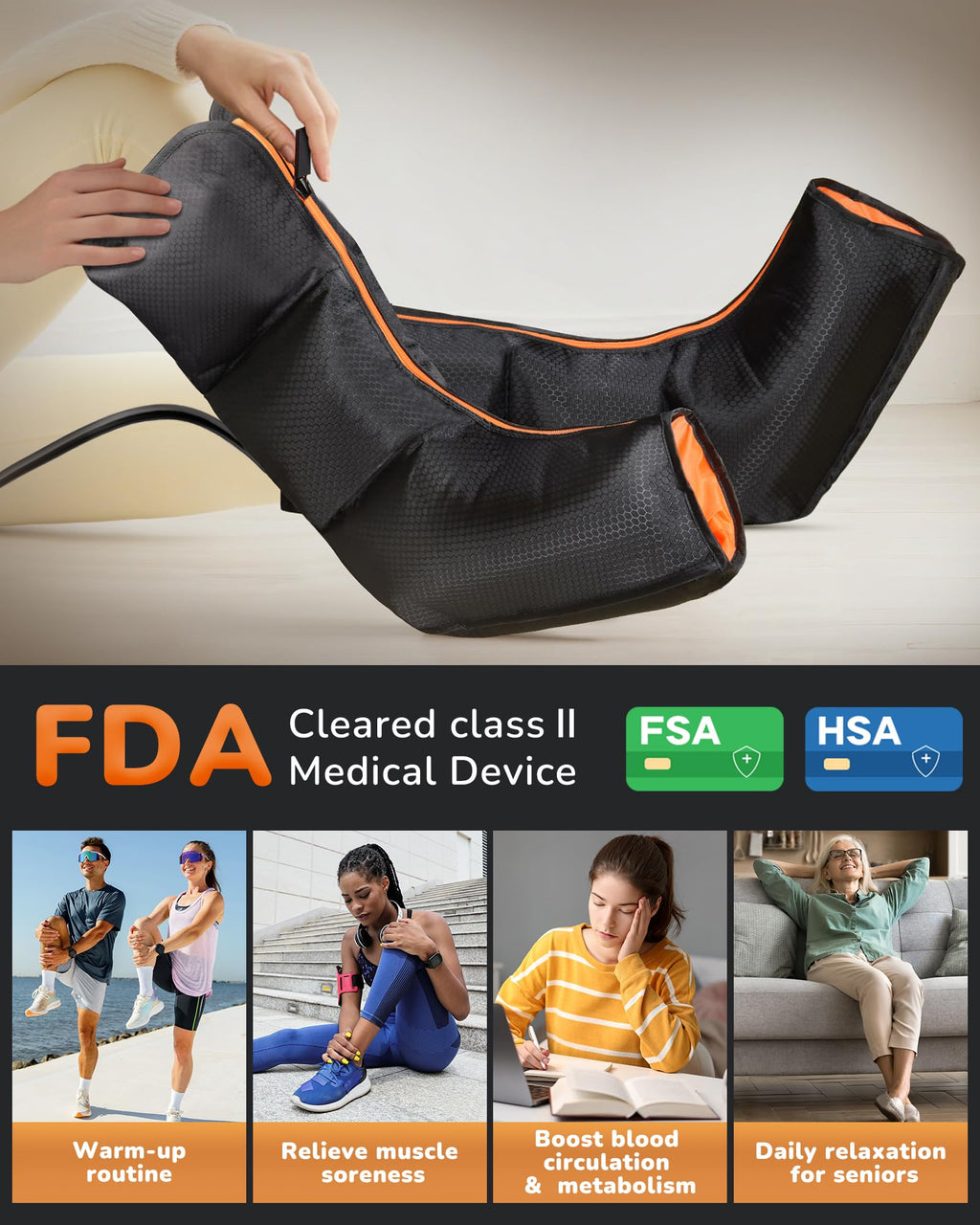 Air Compression Leg Massager with Heat X740