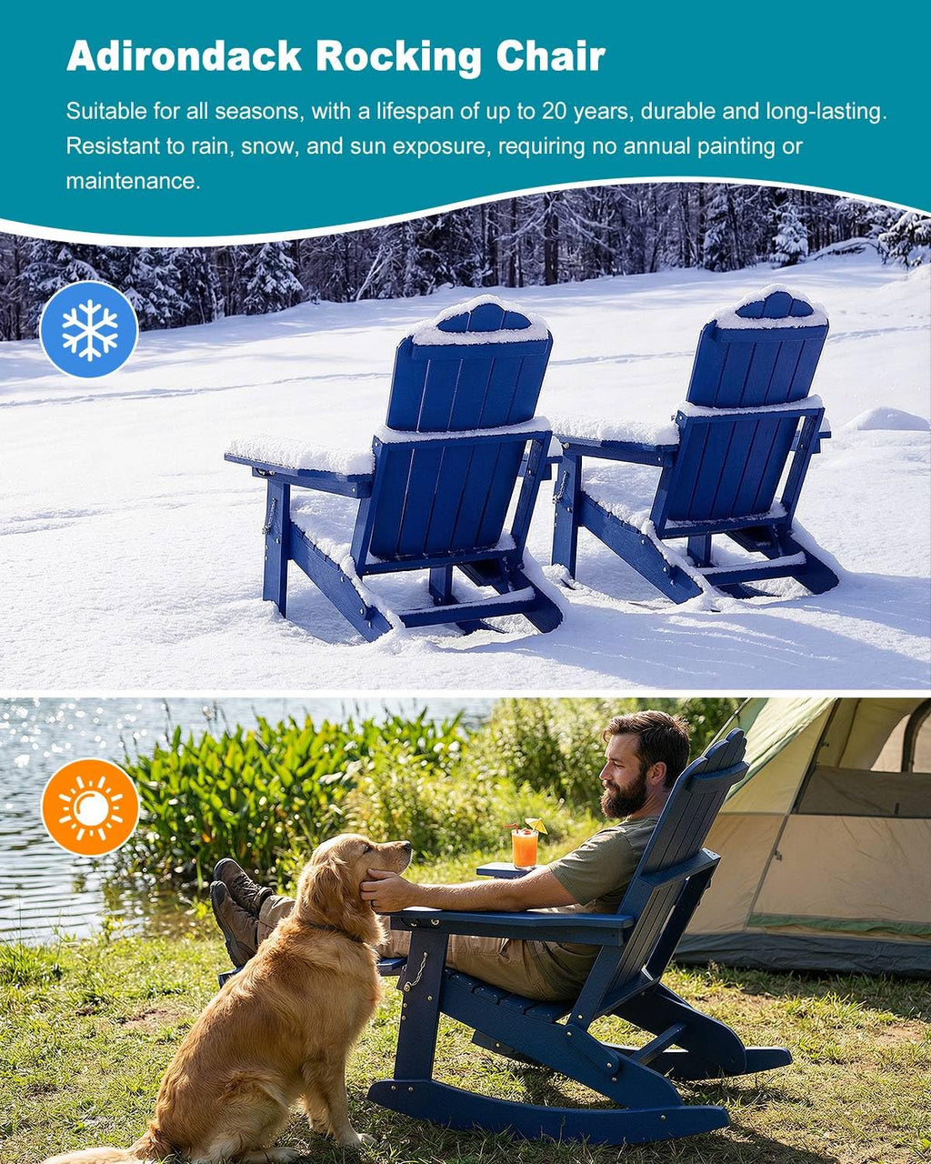 Folding Adirondack Rocking Chair with Ottoman D1651