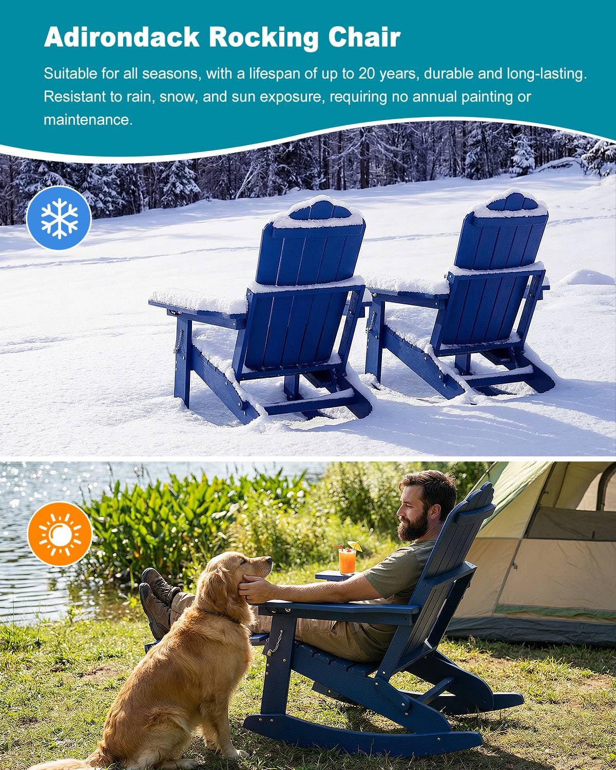 Folding Adirondack Rocking Chair with Ottoman D1651
