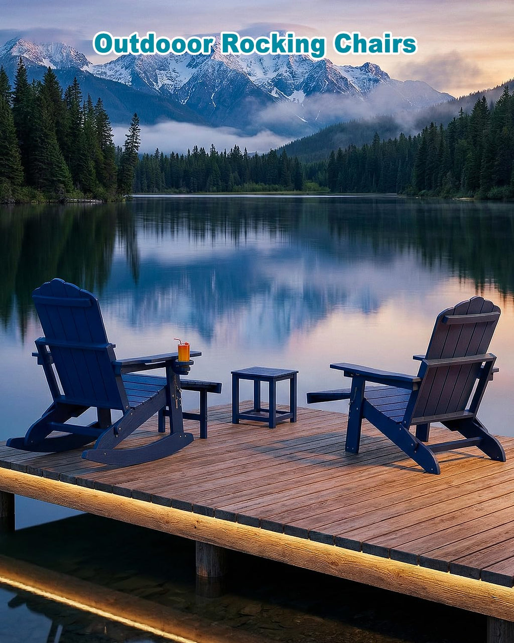 Folding Adirondack Rocking Chair with Ottoman D1651