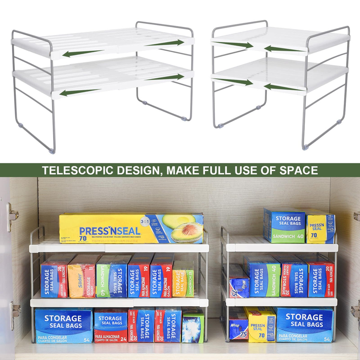 Expandable Adjustable Kitchen Wrap Box Organizer Rack T9862