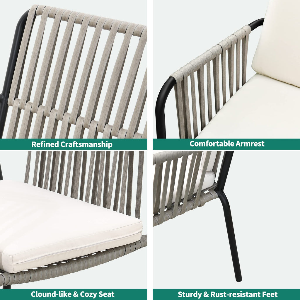 Grey Wicker Outdoor Dining Chairs Set of 4 V91330