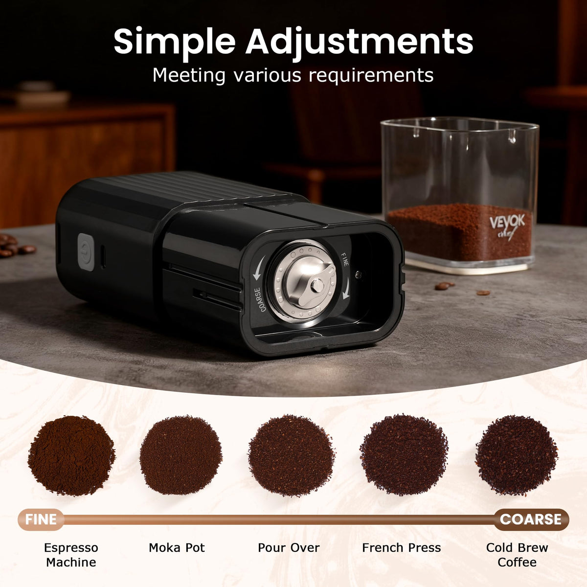 Portable Electric Coffee Grinder Adjustable Stainless Steel Burr S327388