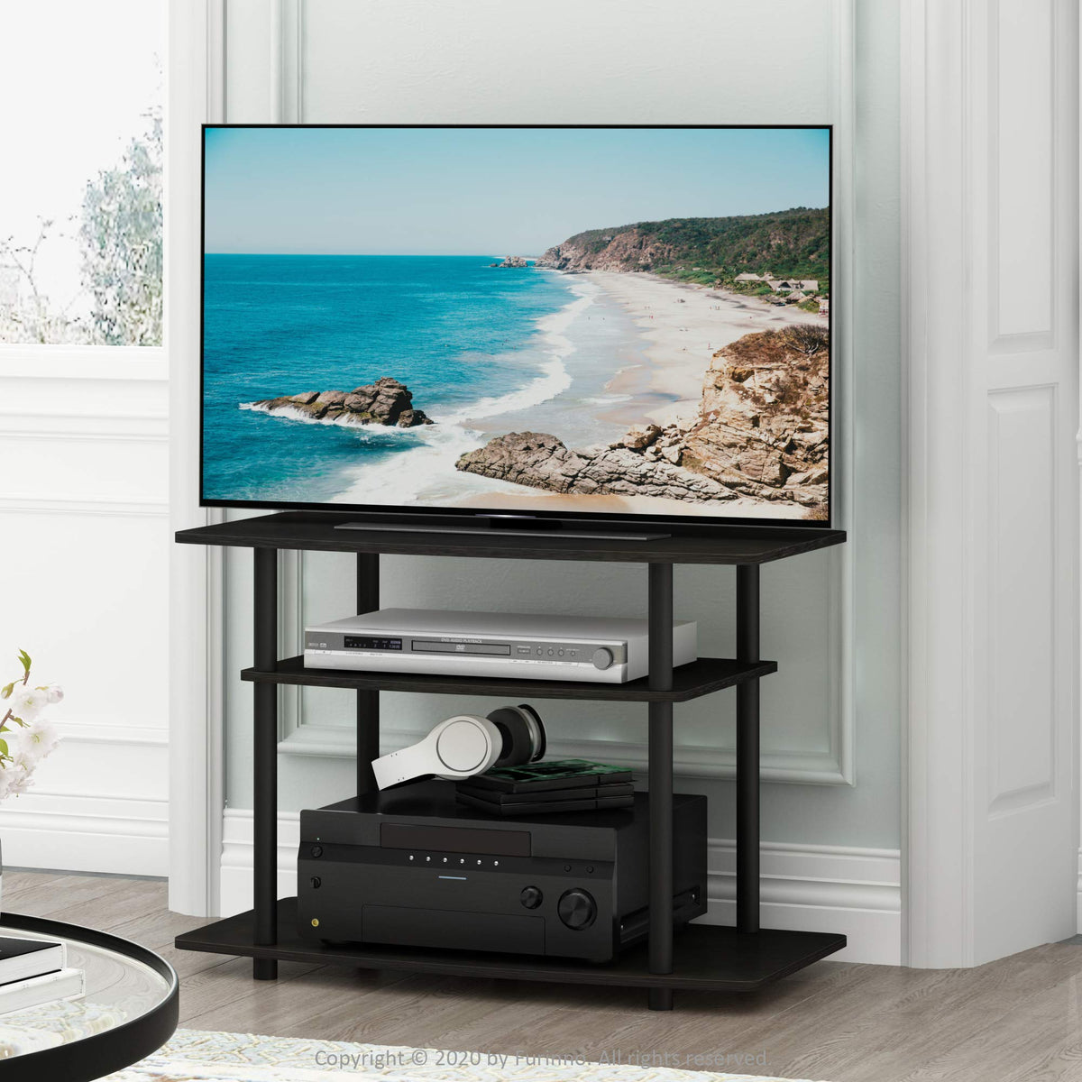 3-Tier Espresso Black TV Stand H5179
