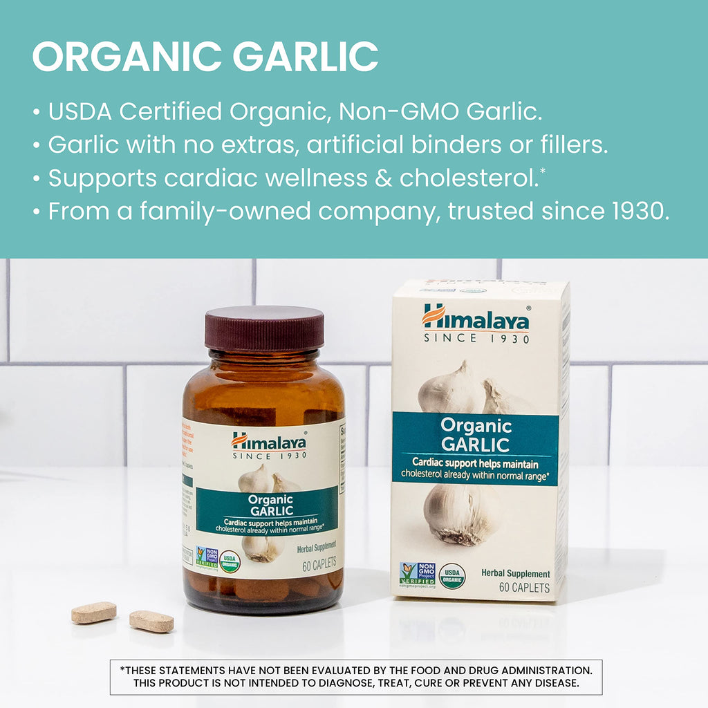 USDA Organic Garlic Supplements 1400 mg 60 Caplets F173