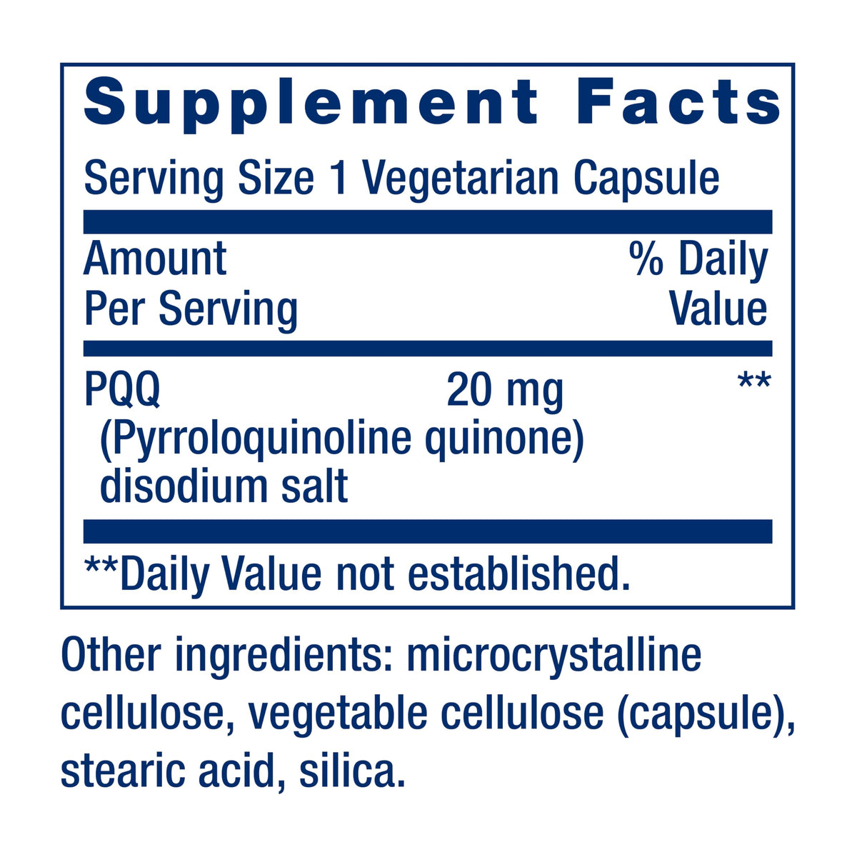 PQQ Pyrroloquinoline Quinone 20 mg 30 Capsules S9265