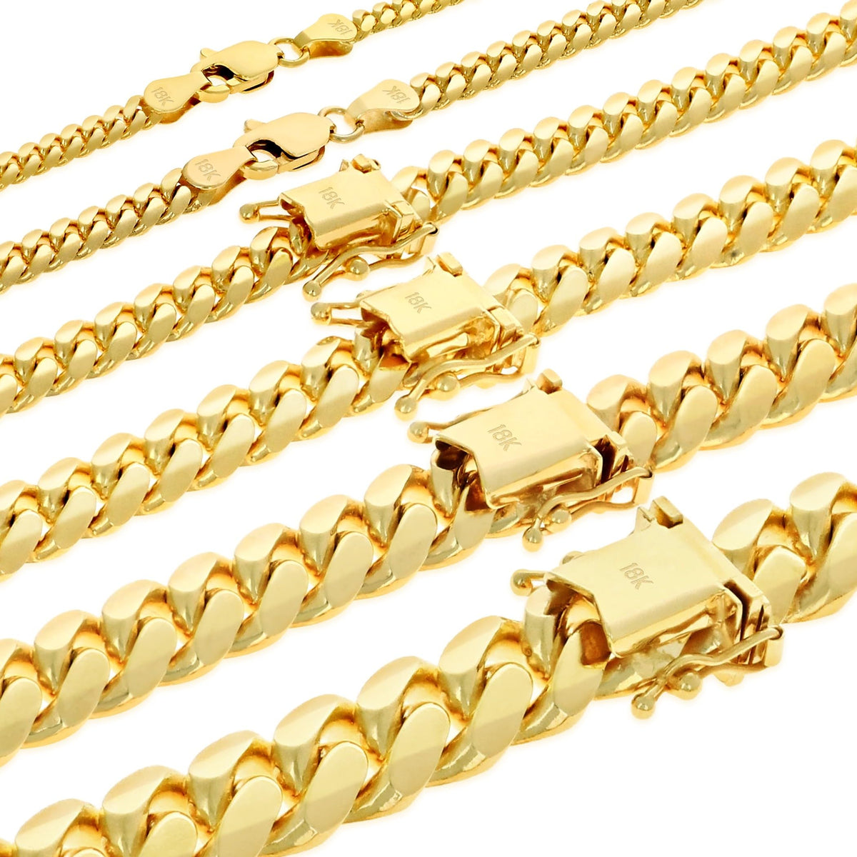 18K Yellow Gold Cuban Link Chain Necklace D898770