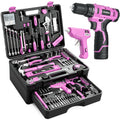 299 Piece Pink Cordless Drill Tool Set with Tool Box O8086