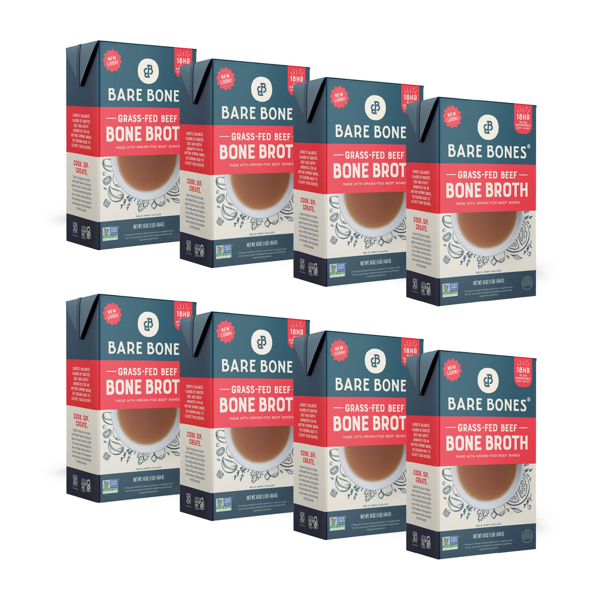 Grass-Fed Beef Bone Broth 16oz 8 Pack B2213