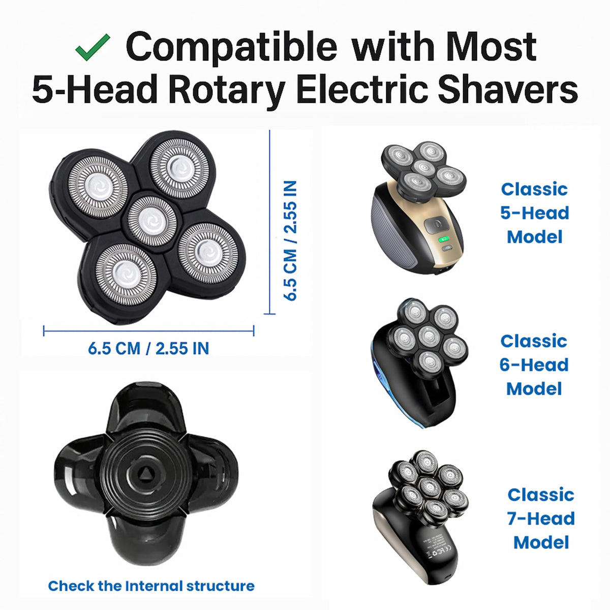 5 Pack Replacement Blades for Electric Head Shavers V473325