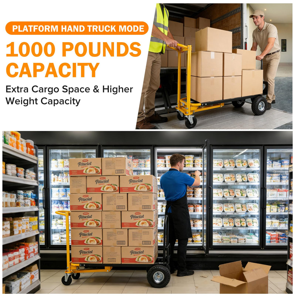 3 in 1 Convertible Hand Truck Dolly Cart with 10" Pneumatic Wheels, 1000LBS Capacity M67590