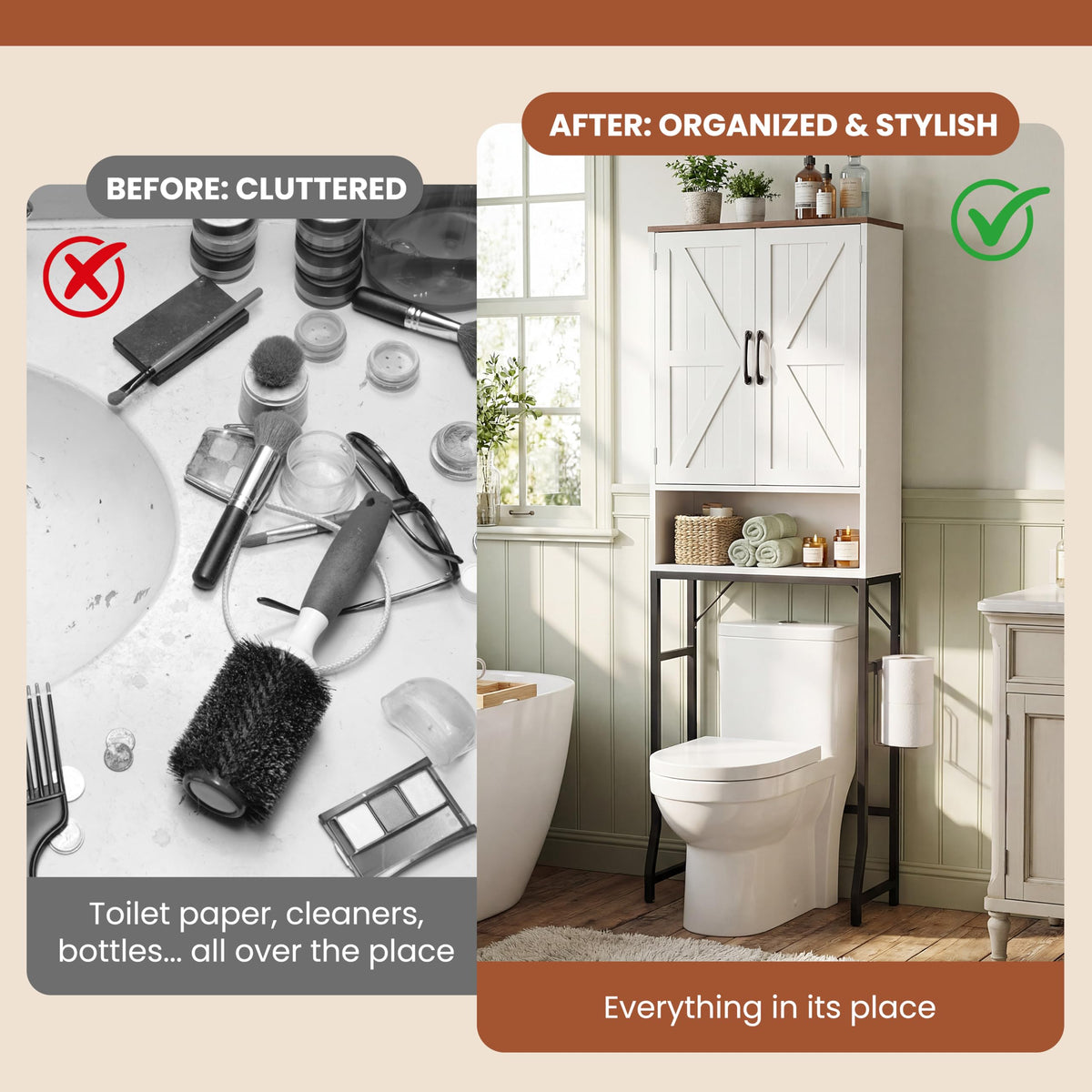 White Over The Toilet Storage Cabinet E590