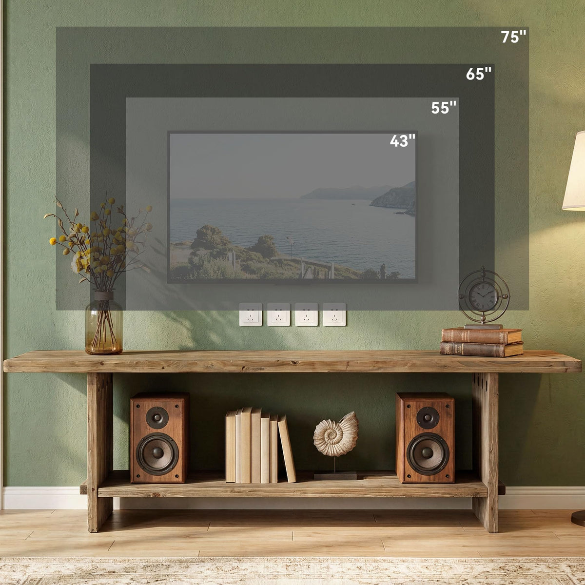71" Solid Wood 2-Tier TV Stand Z910
