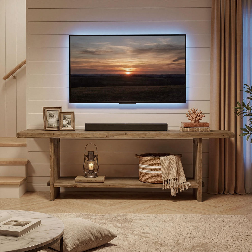 71" Solid Wood 2-Tier TV Stand Z910