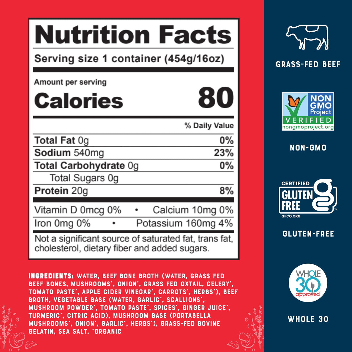 Grass-Fed Beef Bone Broth 16oz 8 Pack B2213