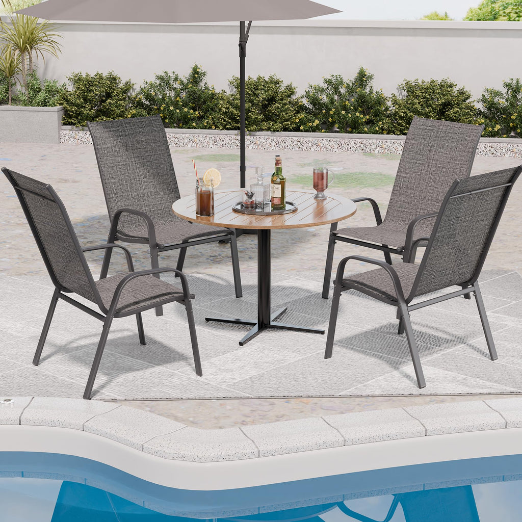 Dark Grey Metal Patio Chairs Set of 4 W735