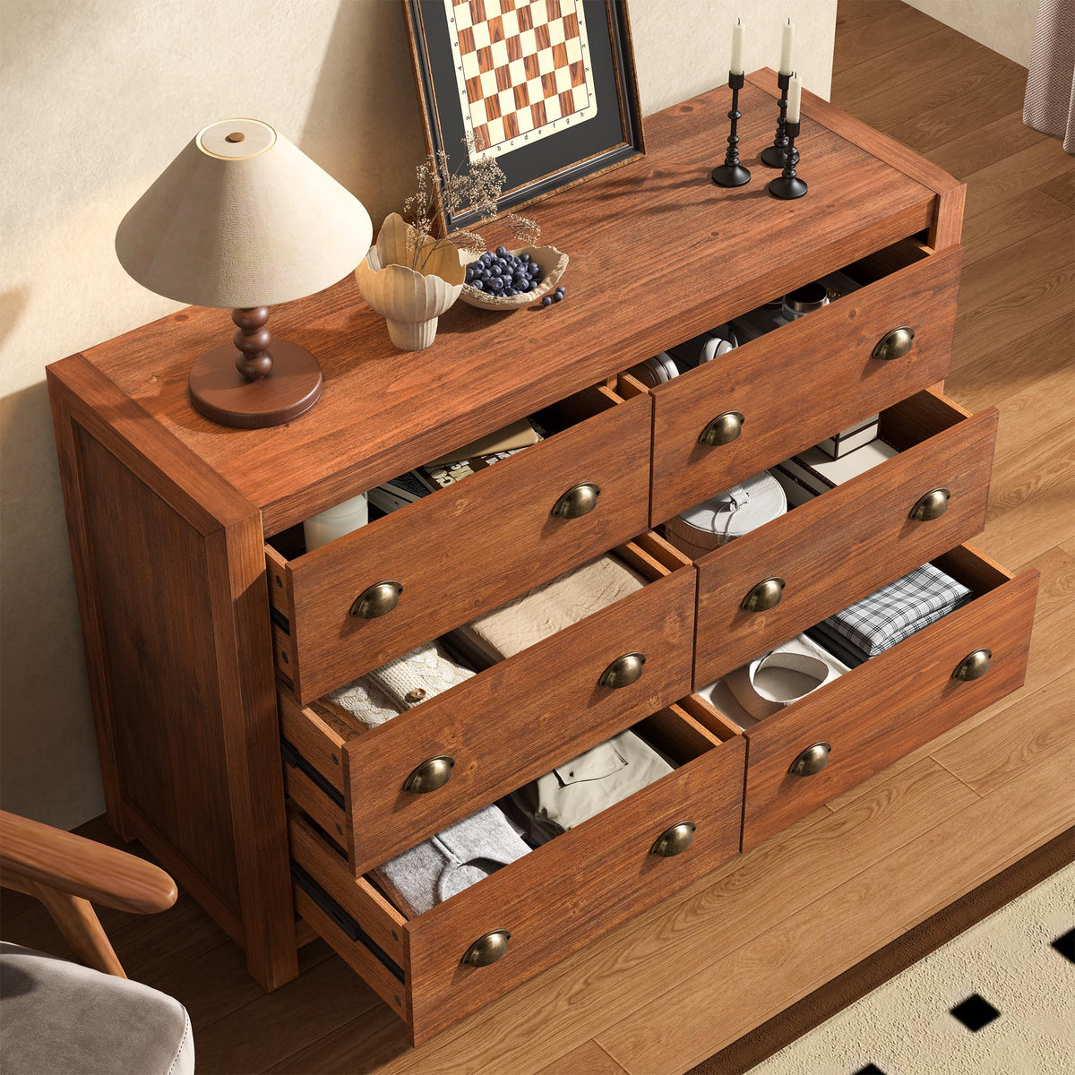 Vintage 6 Drawer Solid Wood Dresser L6846