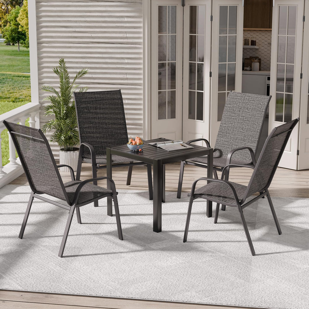 Dark Grey Metal Patio Chairs Set of 4 W735