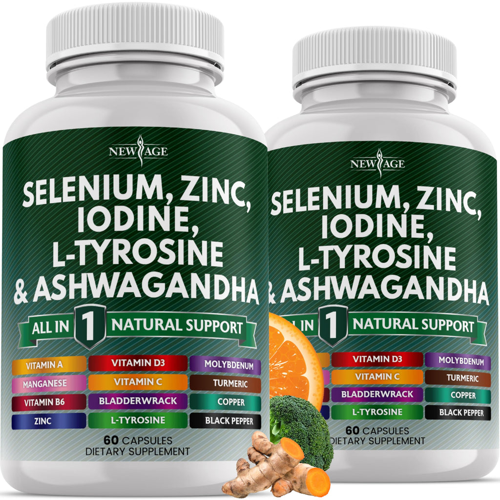 Selenium Zinc Iodine L Tyrosine Ashwagandha Supplement 120 Count F5759