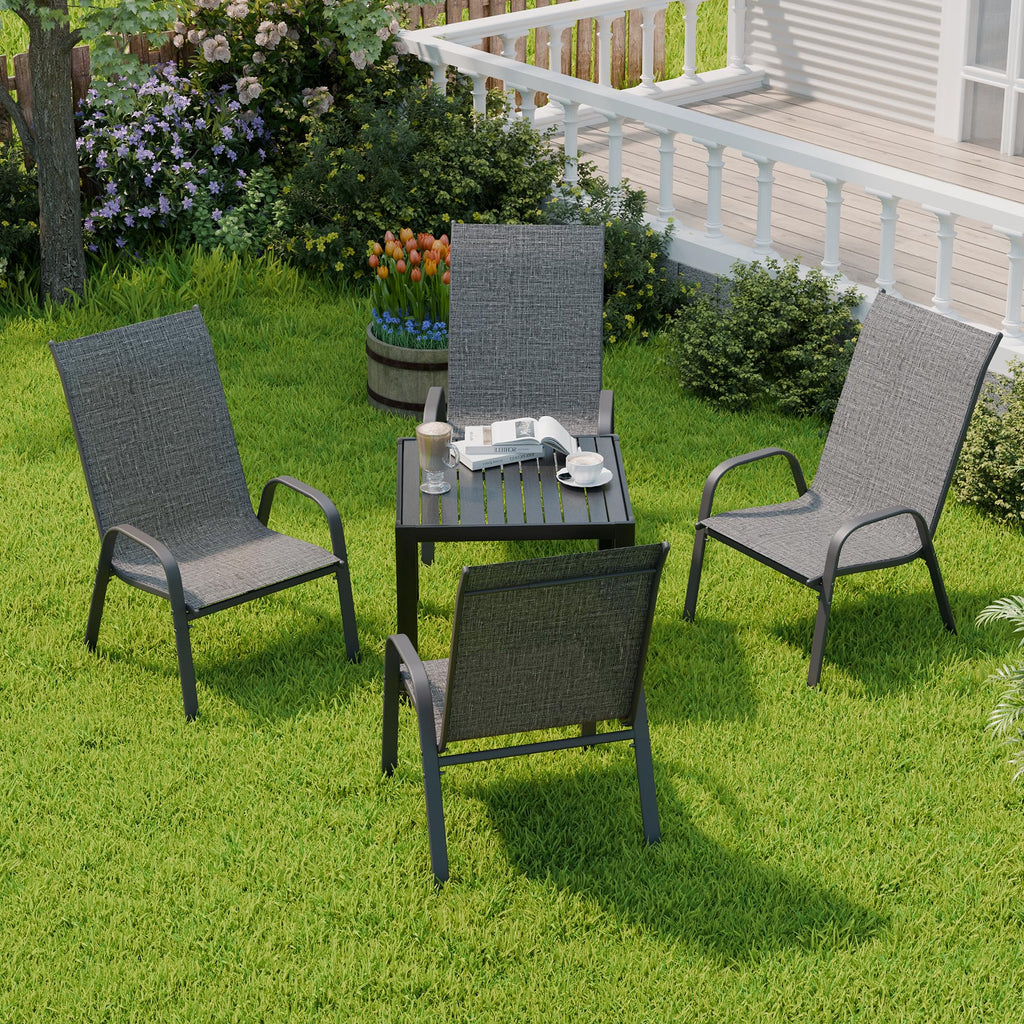 Dark Grey Metal Patio Chairs Set of 4 W735
