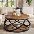 2-Tier Round Coffee Table with Storage Shelf D229