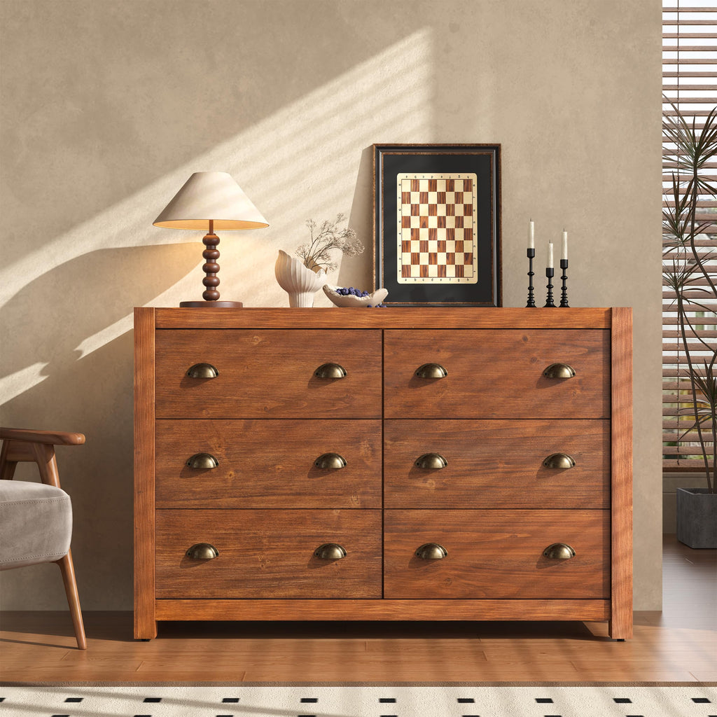 Vintage 6 Drawer Solid Wood Dresser L6846