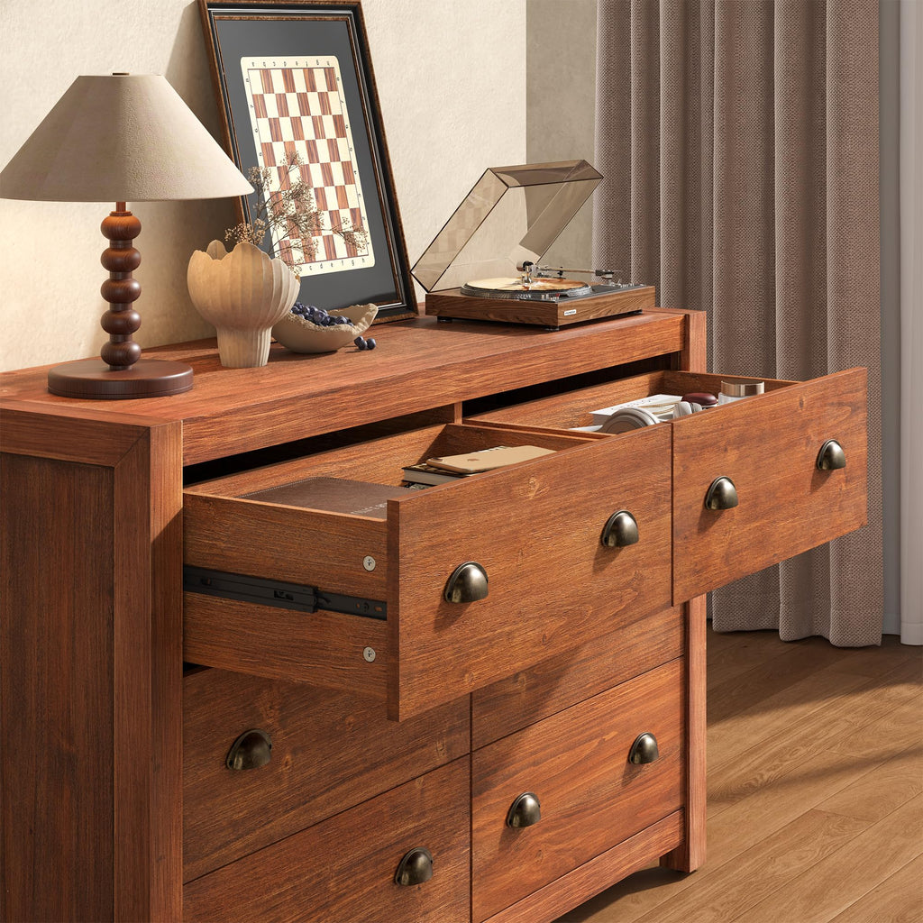 Vintage 6 Drawer Solid Wood Dresser L6846