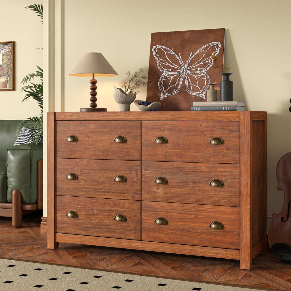 Vintage 6 Drawer Solid Wood Dresser L6846