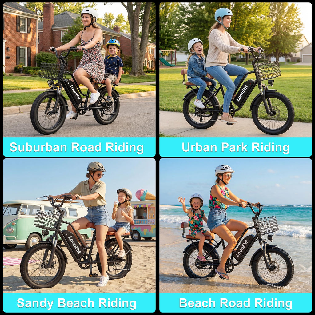 Peak 1000W 48V 13Ah Electric Bike with Rear Seat & Front Basket A7634