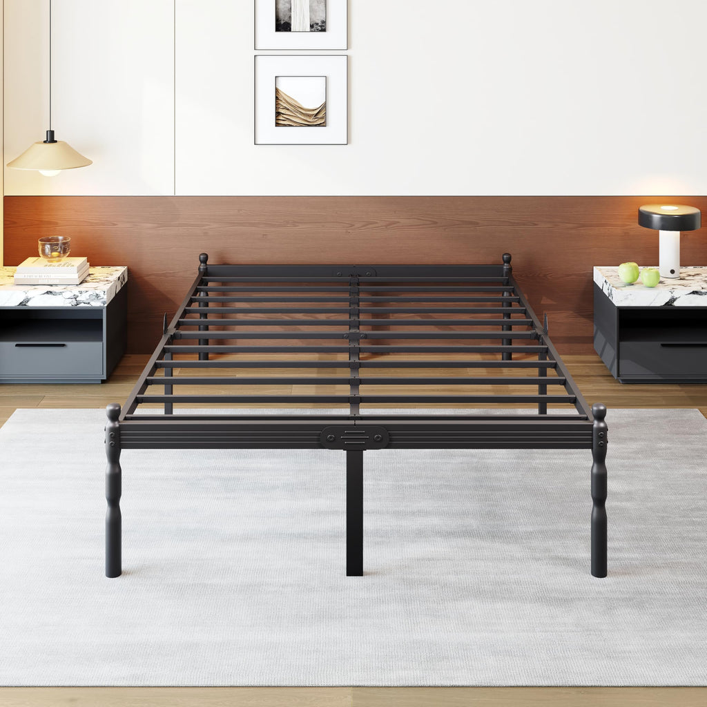 Queen Size Black Metal Bed Frame with Storage F30065